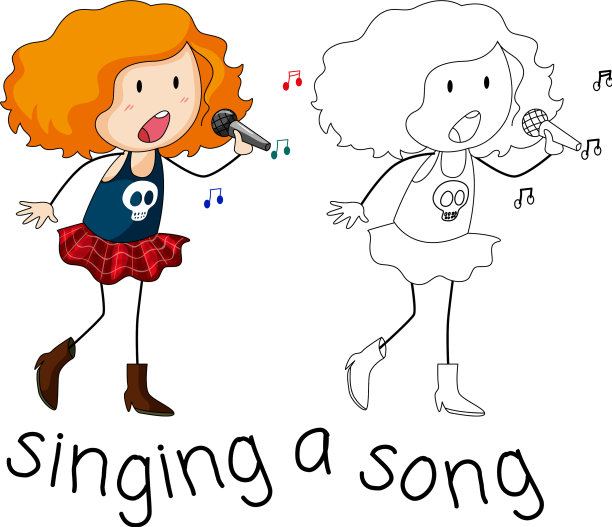 白色背景下的歌手角色图片下载