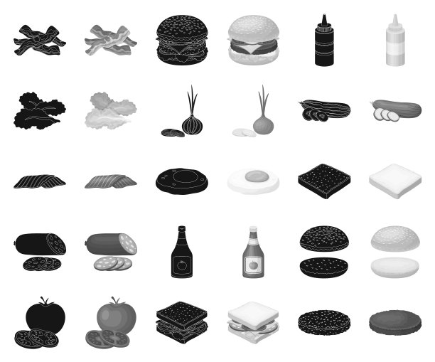 汉堡和配料黑色单色图标图片下载