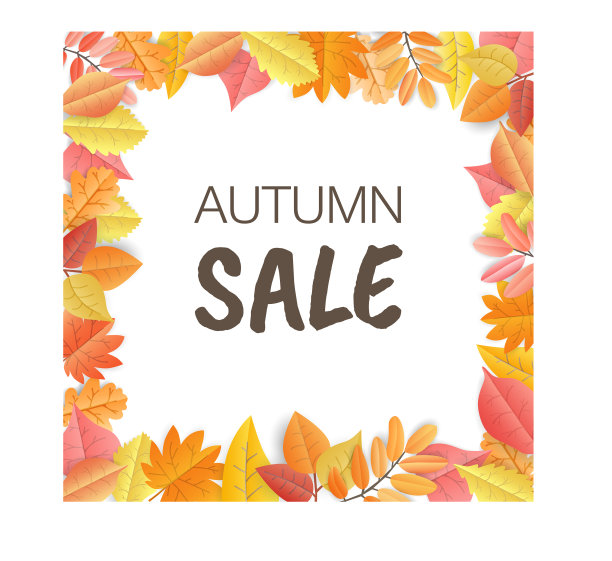 白底上剪纸秋叶图片下载