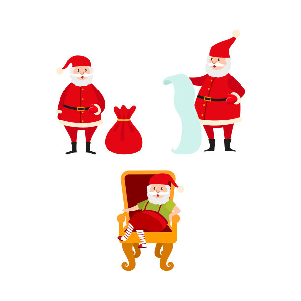 扁平的圣诞老人场景图片下载