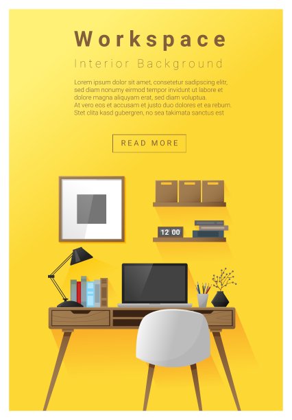 室内设计现代工作空间横幅图片下载