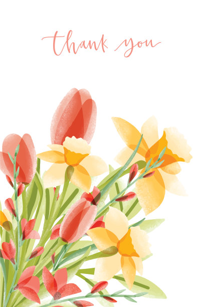 垂直卡片模板与字母和花束图片下载