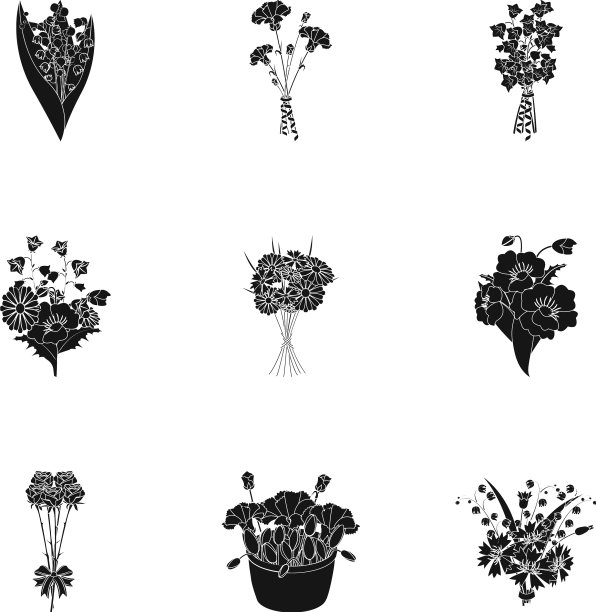 一束鲜花黑色的图标图片下载