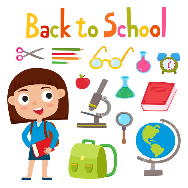 回到学校，漂亮时髦的女孩站图片下载