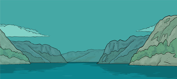 挪威的全景峡湾，复古的颜色图片下载