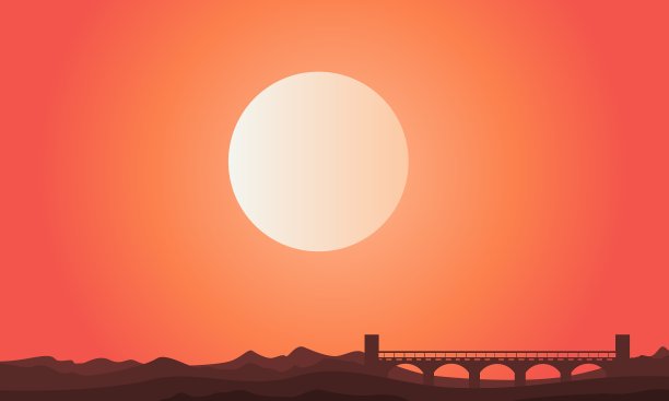 太阳景观桥的剪影图片下载
