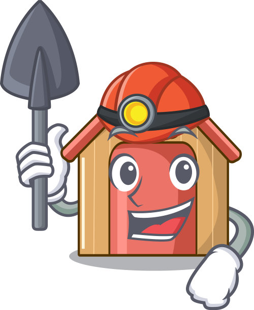 矿工狗屋孤立吉祥物卡通图片下载