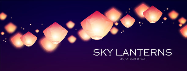 飞行的天灯中国灯光效果图片下载