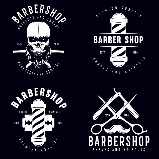 理发店的标牌上刻有理发师的手印图片下载