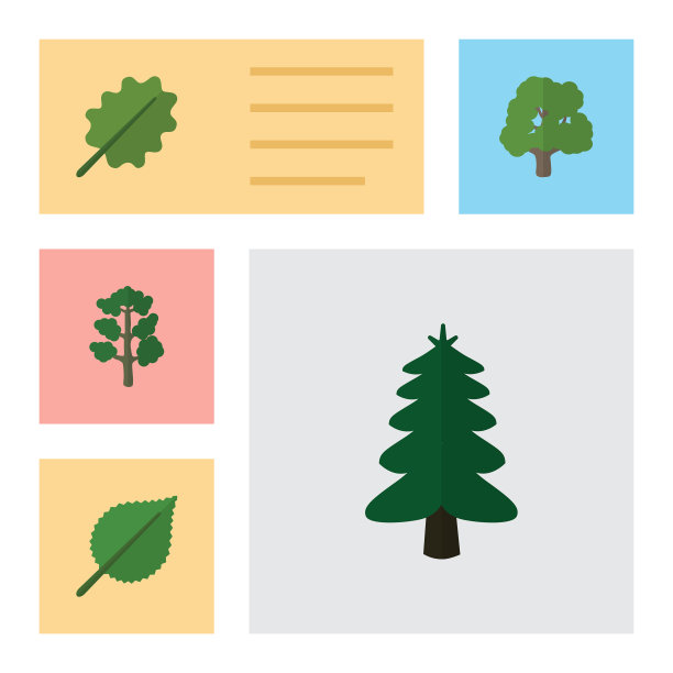 平坦的图标自然设置的椴树森林公园和图片下载