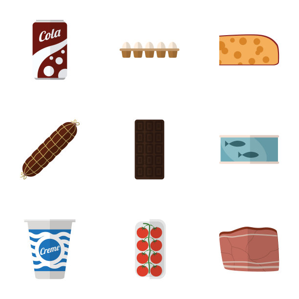 平图标吃一套番茄酸奶锡金枪鱼图片下载