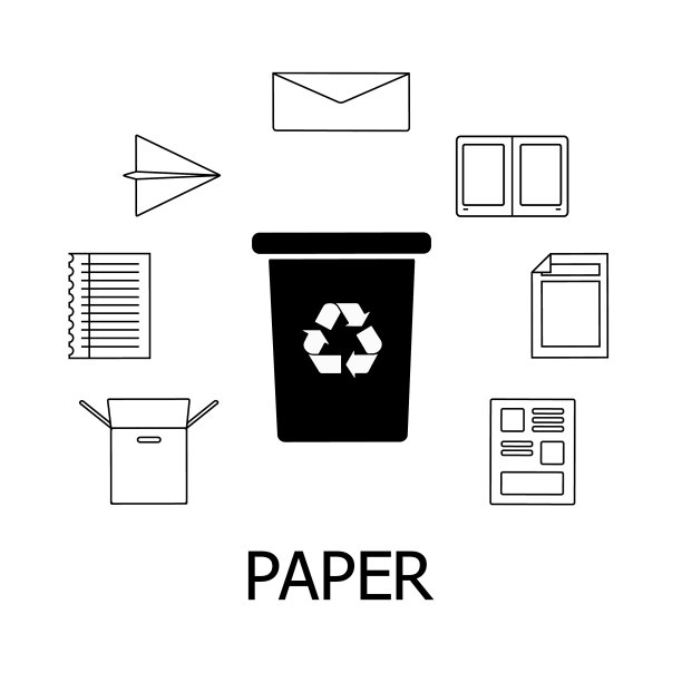 收集废纸的黑白图标图片下载