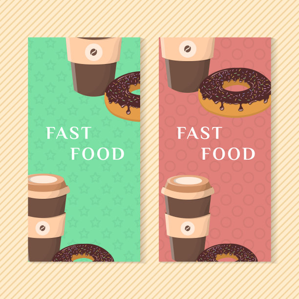 印有甜甜圈和咖啡图案的快餐横幅图片下载