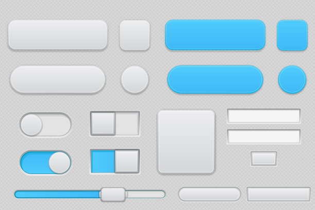 浅灰色和蓝色的界面按钮图片下载