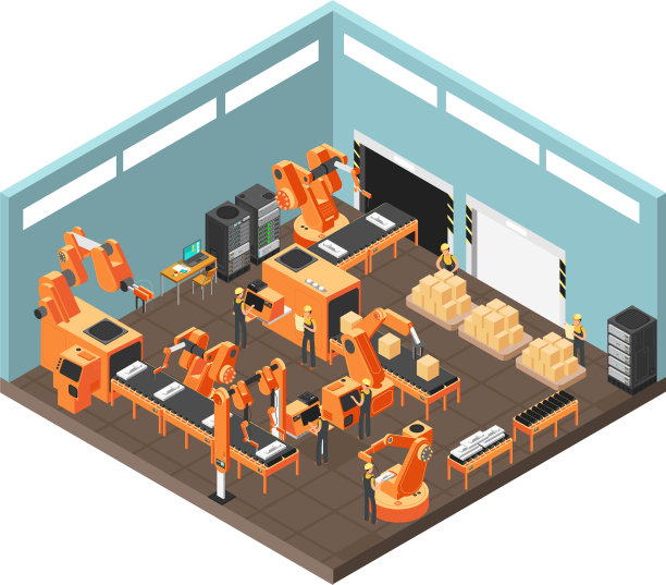 带输送线的等距车间图片下载