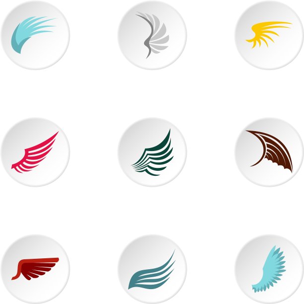 羽翼图标设置扁平风格图片下载