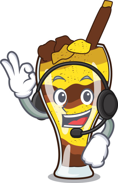 带有耳机的芒果果卡通吉祥物图片下载