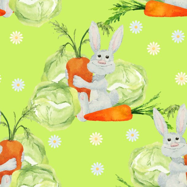 兔用蔬菜无缝图案图片下载