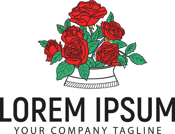 玫瑰标志设计概念模板图片下载