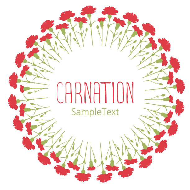 康乃馨花环圈文字手绘孤立图片下载