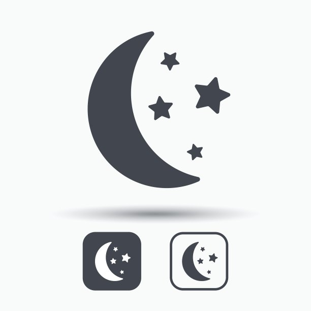 月亮和星星图标，夜间睡眠标志图片下载