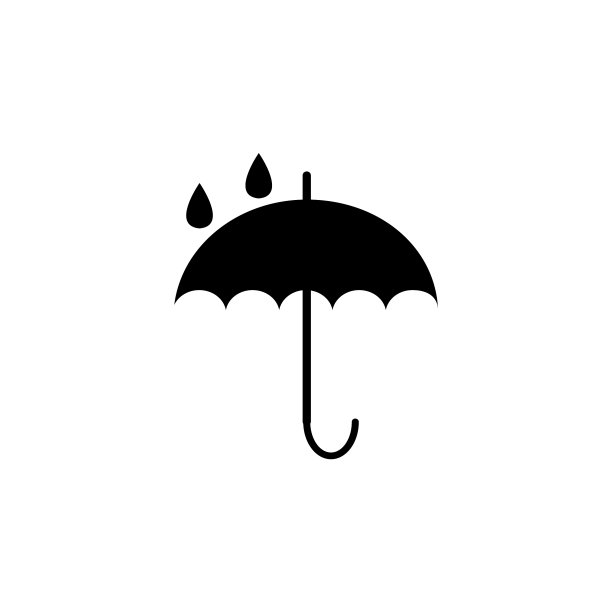 白色背景黑色雨伞图标图片下载