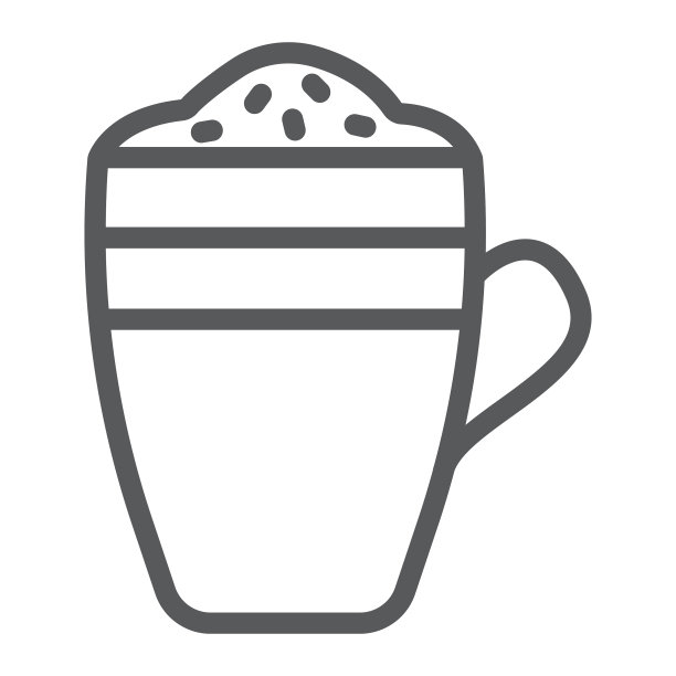 拿铁线条图标：咖啡馆咖啡杯标志图片下载