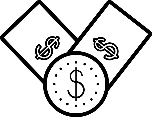 带硬币的美元钞票图标图片下载