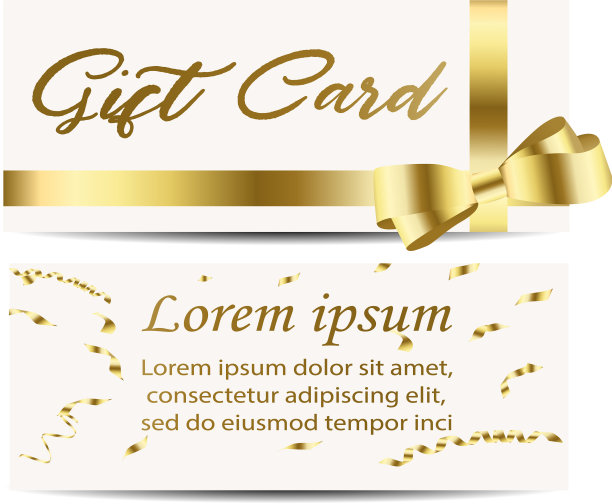 一套美丽的卡片与金礼品蝴蝶结图片下载