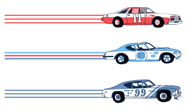 手绘复古赛车。图片下载