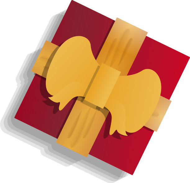 红色圣诞礼盒图标卡通风格图片下载