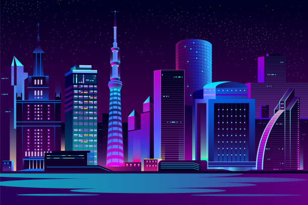 未来城市夜景背景素材图片