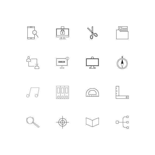 业务和办公室线性瘦图标集图片下载