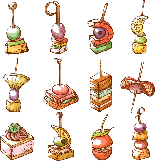 小吃及美味的开胃小菜套装图片下载