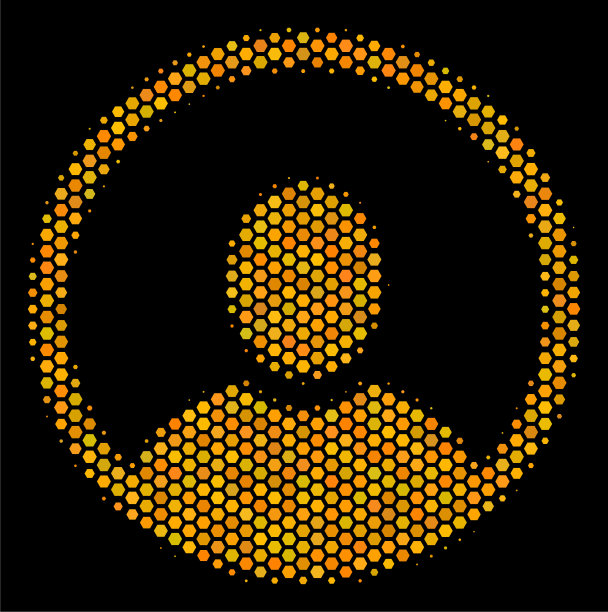 六角形半色调圆形用户肖像图标图片下载