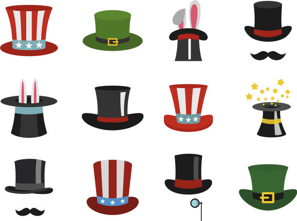 礼帽图标设置平风格图片下载