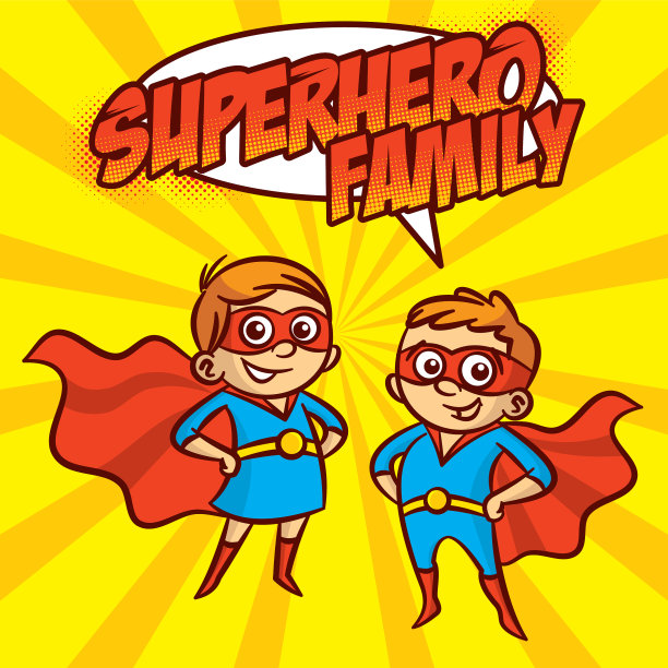 超级英雄家庭超级英雄卡通人物图片下载