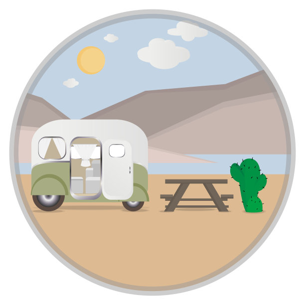 卡通沙漠户外露营图片下载