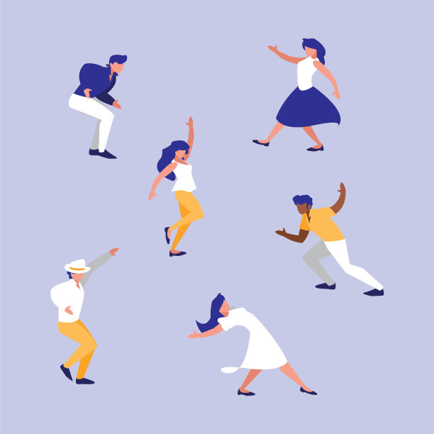 一组迪斯科舞者的角色图片下载