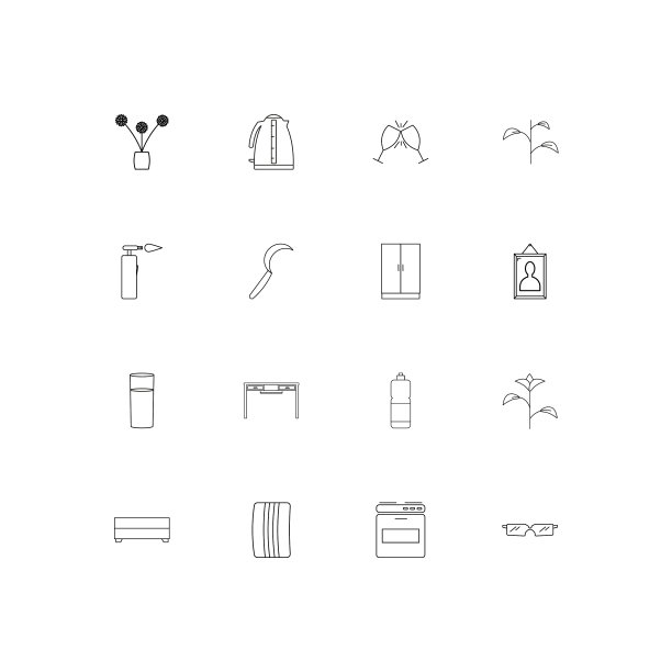 家电线形薄图标设置轮廓图片下载