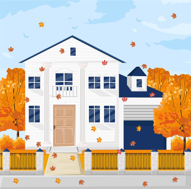 建筑正面白色法国别墅图片下载