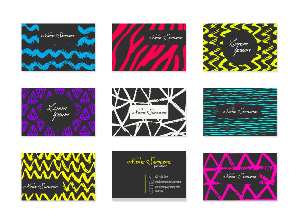 一套名片与手绘元素图片下载