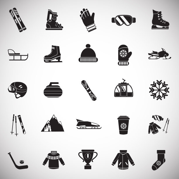 冬季运动和娱乐设置在白色图片下载