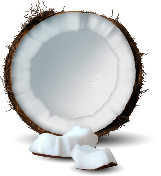 将椰子切成几块，放在一块白色的蛋糕上图片下载