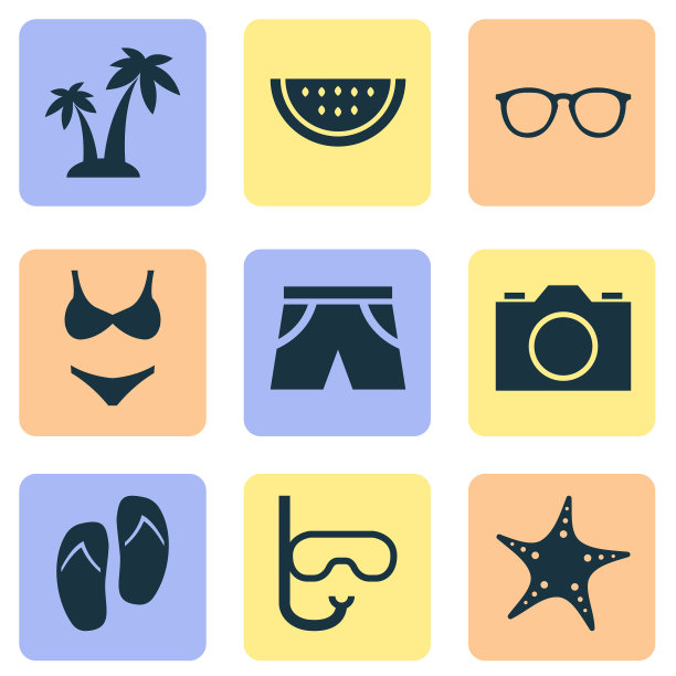 夏季图标集比基尼树图片下载