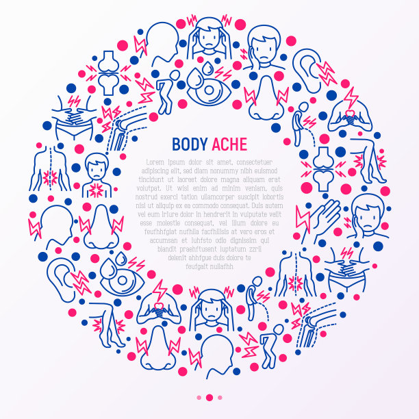 身体疼痛的概念在圆与细线图标图片下载