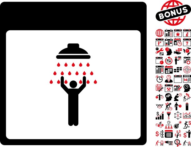 男人淋浴日历页平面图标图片下载