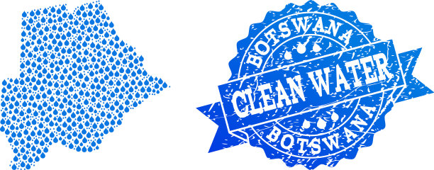 用水滴拼贴的博茨瓦纳地图图片下载