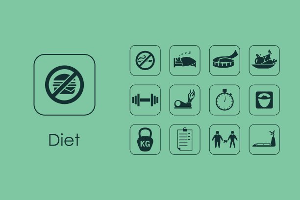 一组简单的饮食图标图片下载