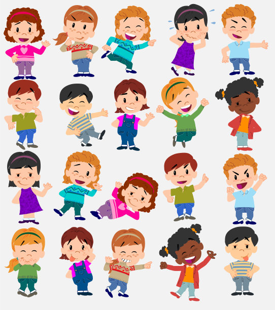 卡通人物男孩和女孩设置图片下载